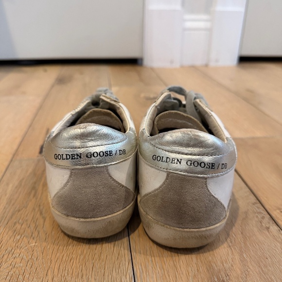 Golden Goose White & Silver Superstar Sneakers - Picture 3 of 9